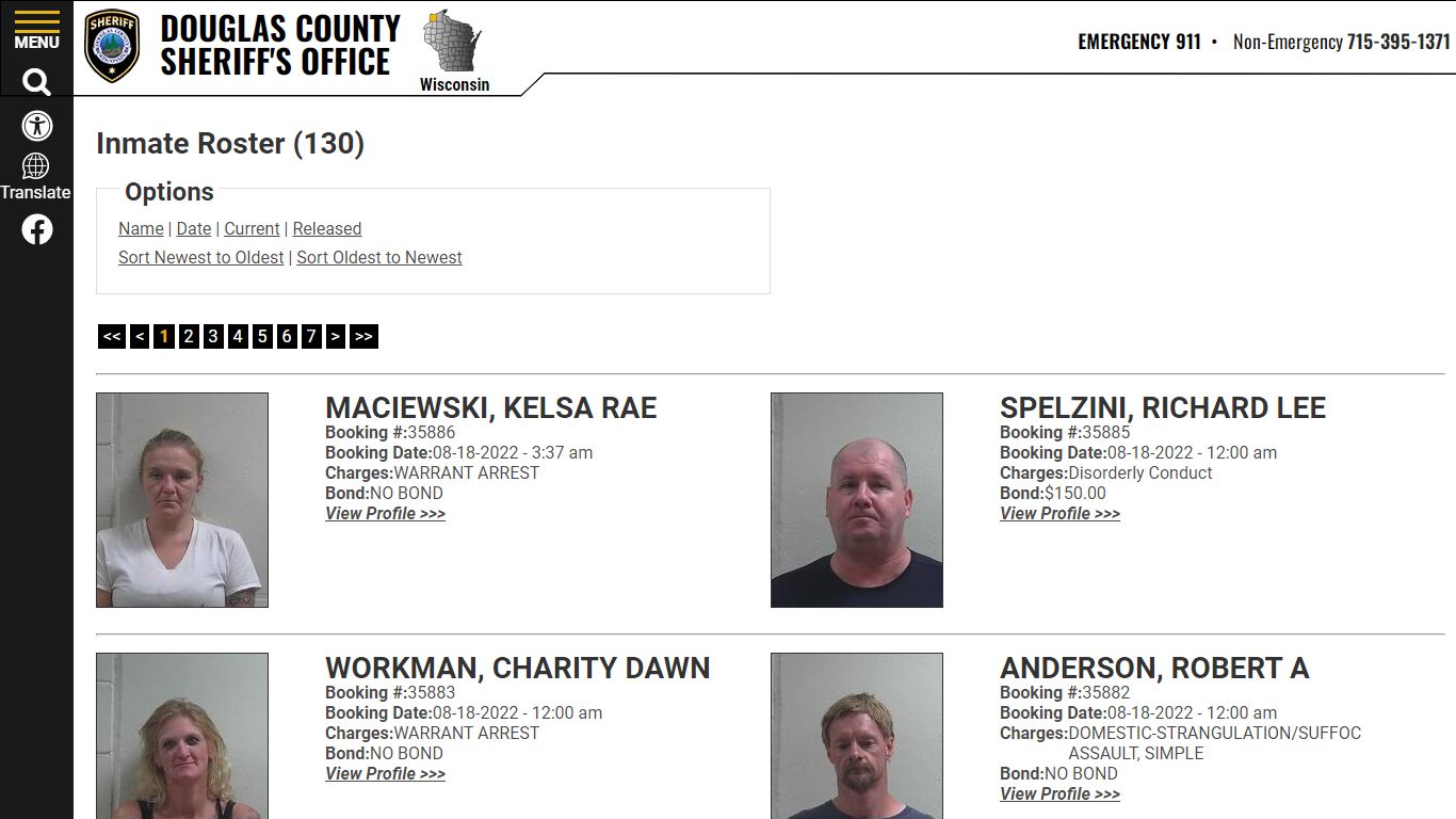 Inmate Roster (140) - Douglas County SHERIFF'S OFFICE
